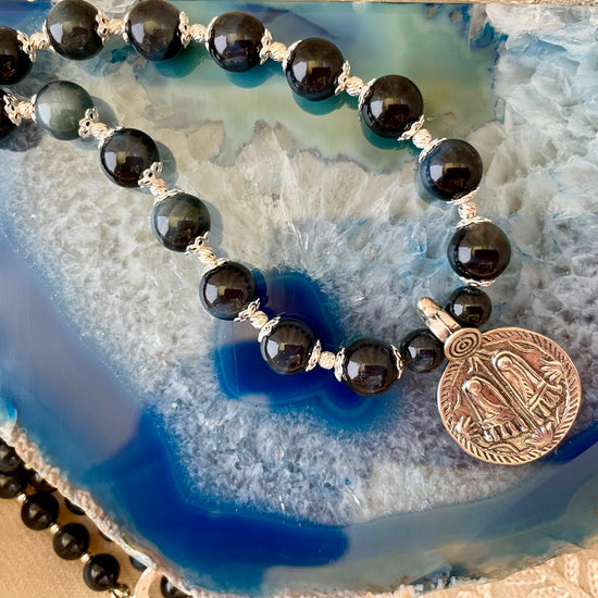 Image Title Charanam Blue Tiger’s Eye Necklace